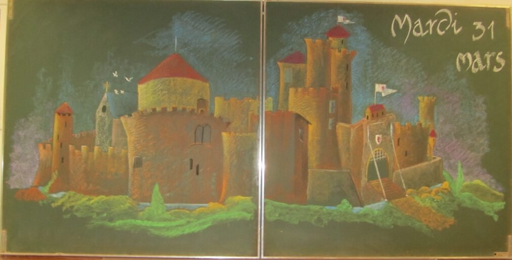 dessin au tableau histoire Moyen Age